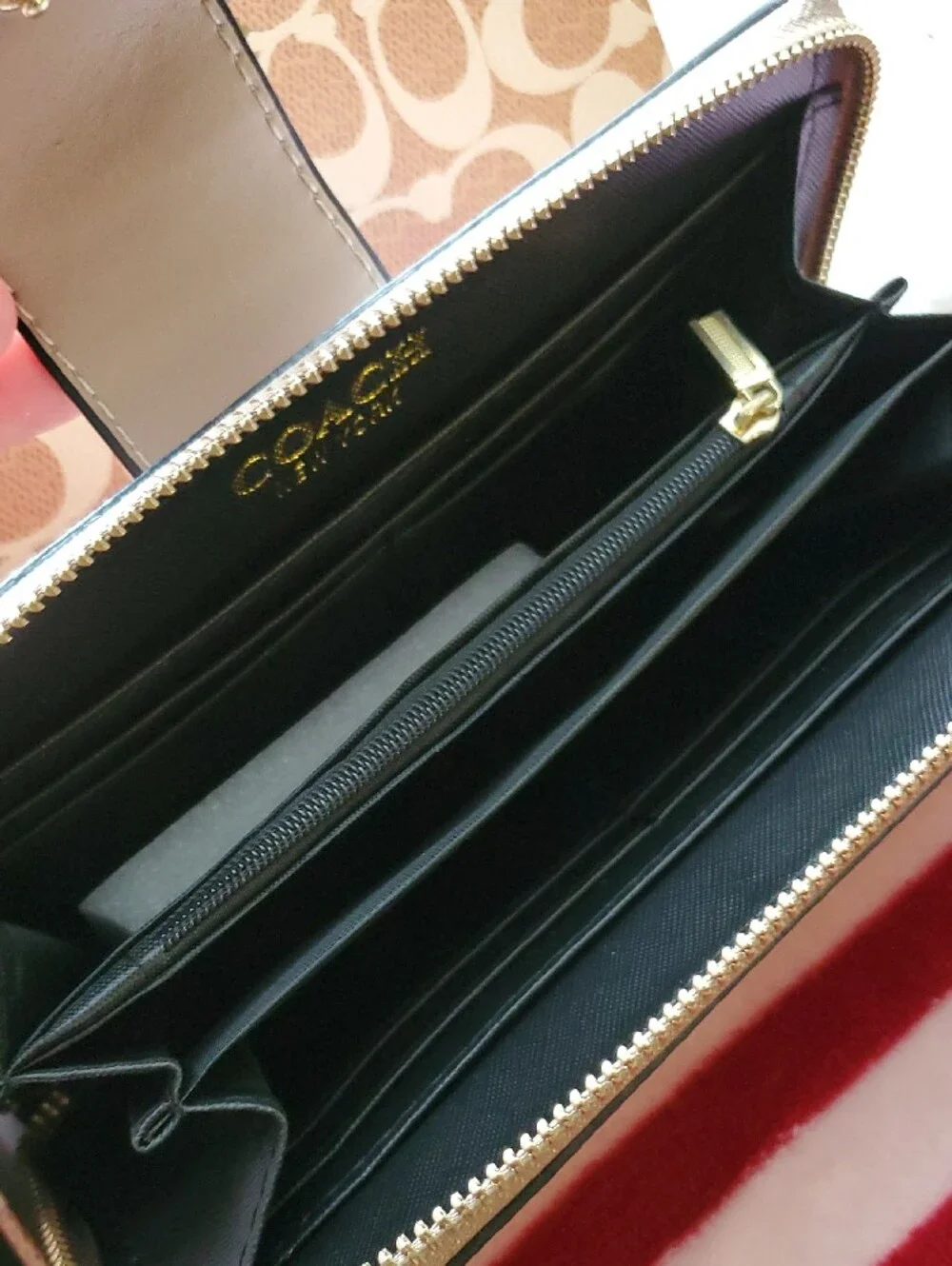 COACH☆Pastel Signature Zip Wallet in Multi-Color